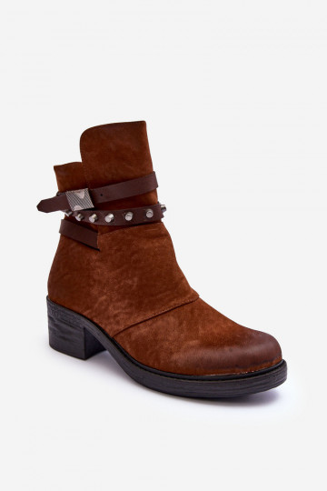 Bottines chauffantes à talons de couleur marron Effie