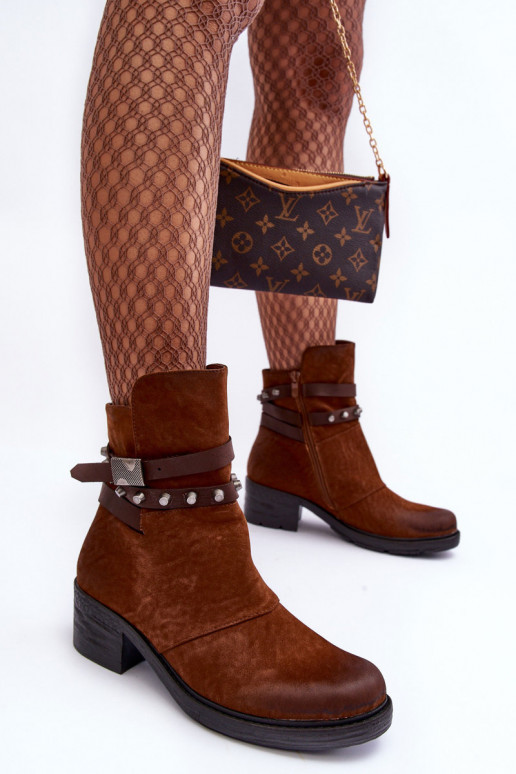 Bottines chauffantes à talons de couleur marron Effie