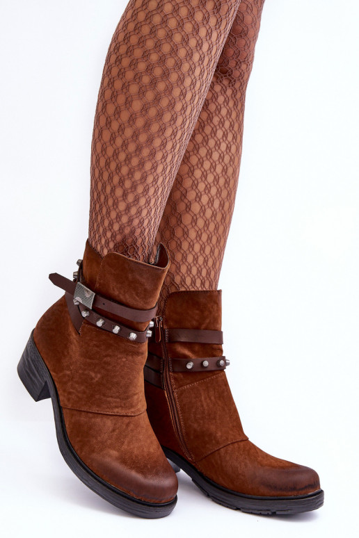 Bottines chauffantes à talons de couleur marron Effie