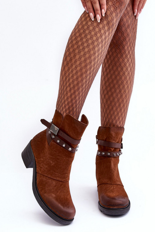 Bottines chauffantes à talons de couleur marron Effie