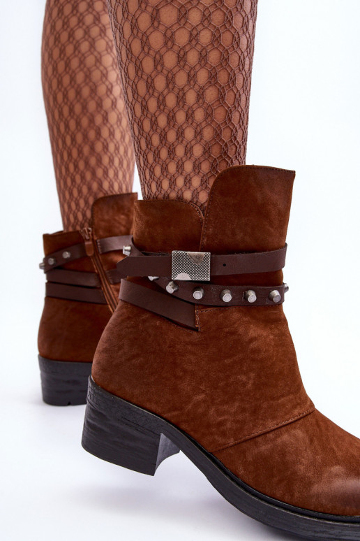 Bottines chauffantes à talons de couleur marron Effie