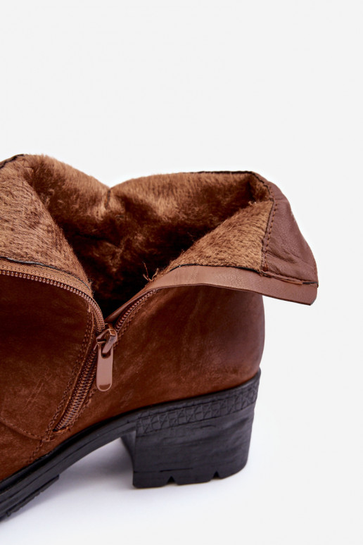 Verwarmde Laarzen met hakken in de bruine kleur Effie Verwarmde Laarzen met hakken in de bruine kleur Effie
