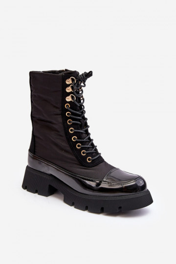 Beheizte Stiefel mit breiten Absätzen in der schwarzen Farbe Saranema