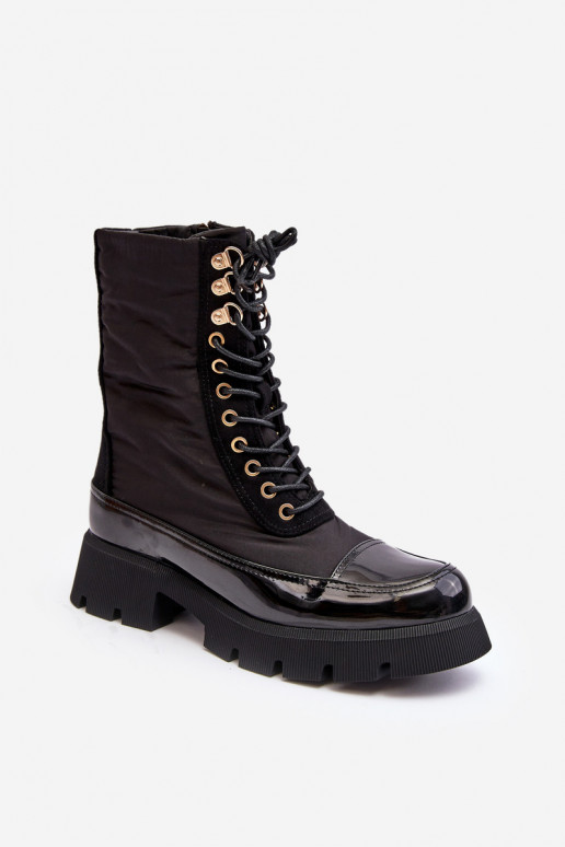 bottes chauffantes à talons larges de couleur noire Saranema