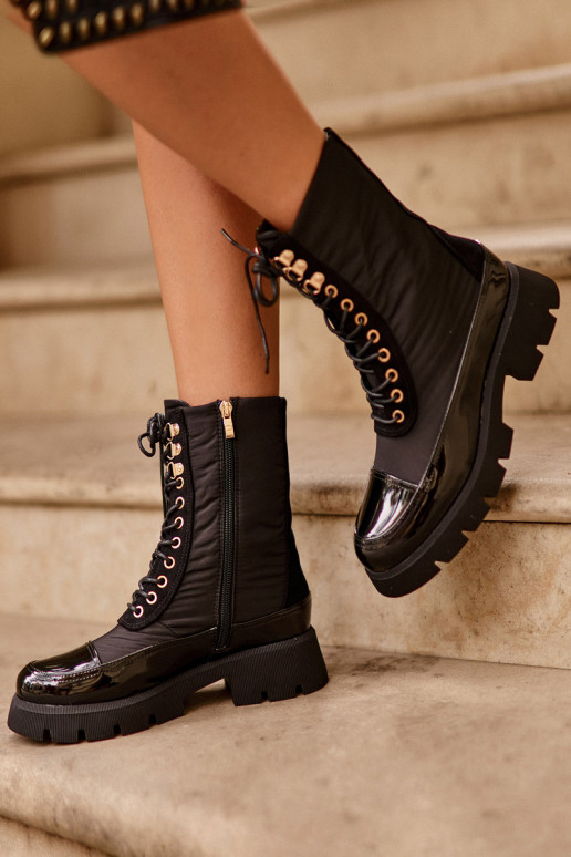 bottes chauffantes à talons larges de couleur noire Saranema