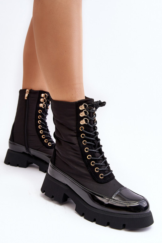 bottes chauffantes à talons larges de couleur noire Saranema