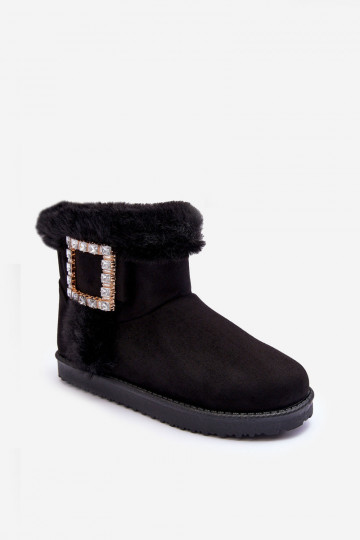bottes de neige chauffées avec boucles de couleur noire Dulca