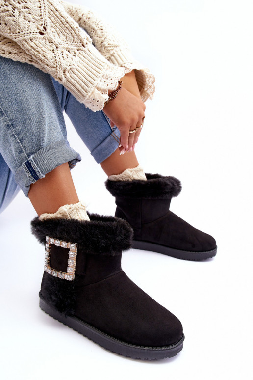 bottes de neige chauffées avec boucles de couleur noire Dulca
