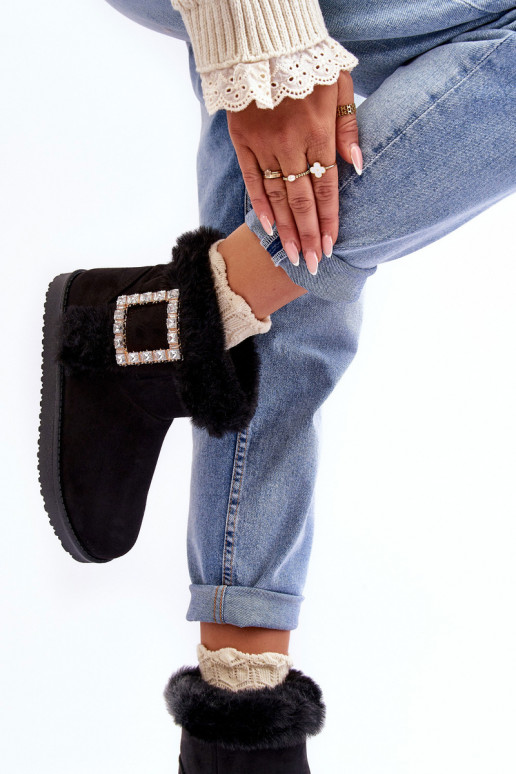 bottes de neige chauffées avec boucles de couleur noire Dulca