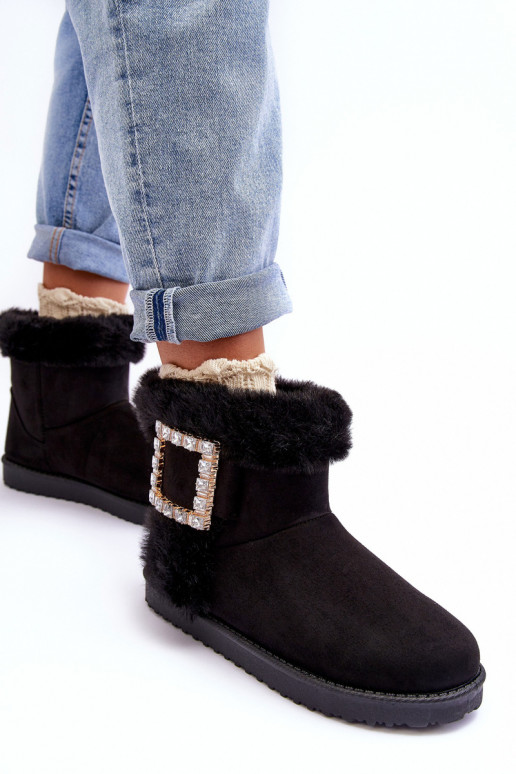 bottes de neige chauffées avec boucles de couleur noire Dulca