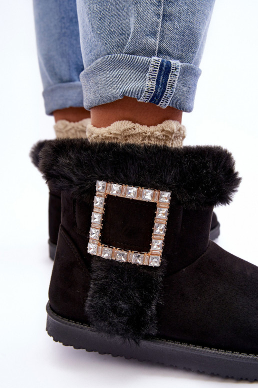 bottes de neige chauffées avec boucles de couleur noire Dulca