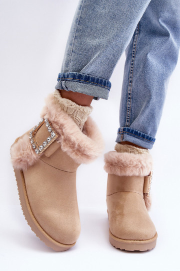 bottes de neige chauffées à boucles beige Dulca 2