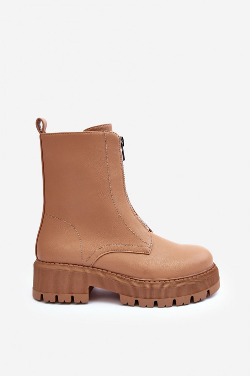 Stiefel mit breiten Absätzen und Reißverschlüssen in der Farbe Braun von Vimal