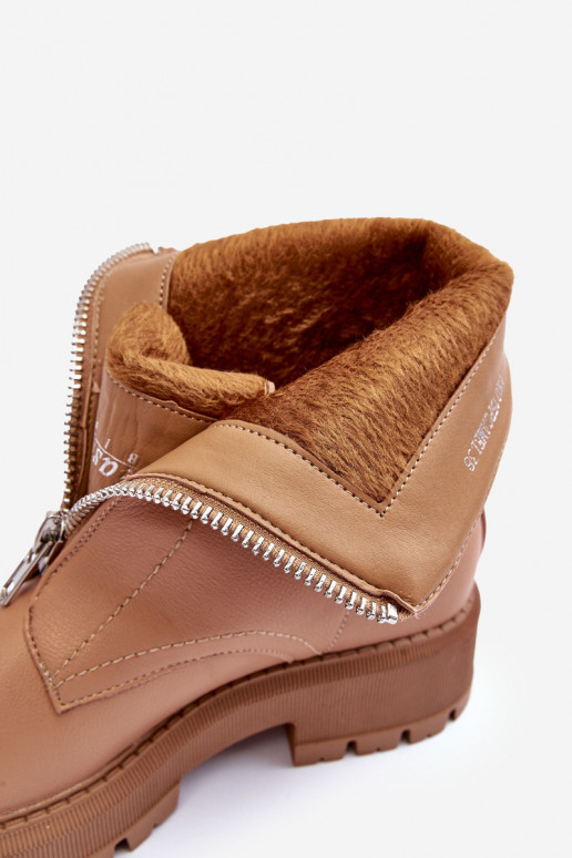 Bottines à talons larges avec fermetures éclair de couleur marron Vimal Bottines à talons larges avec fermetures éclair de couleur marron Vimal