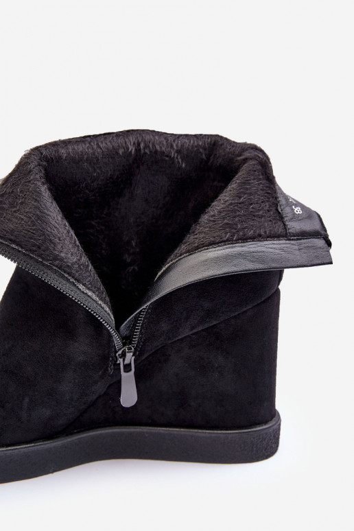 Bottines chauffantes en daim avec ornements de couleur noire Vere Bottines chauffantes en daim avec ornements de couleur noire Vere