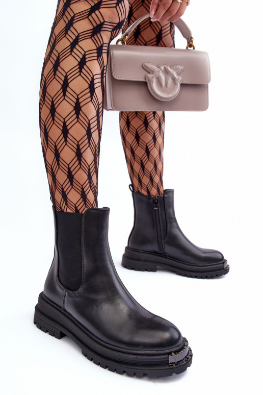 bottes élégantes à talons larges et plateforme en noir Linestta bottes élégantes à talons larges et plateforme en noir Linestta