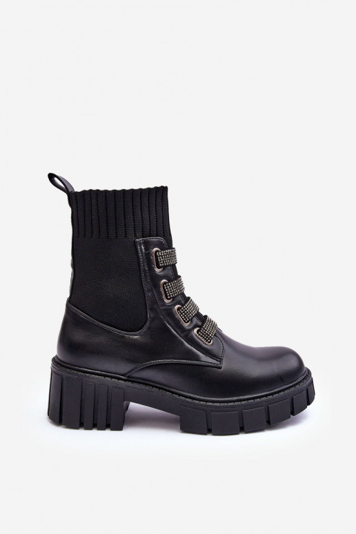bottines avec tige élastique en noir Kasseis