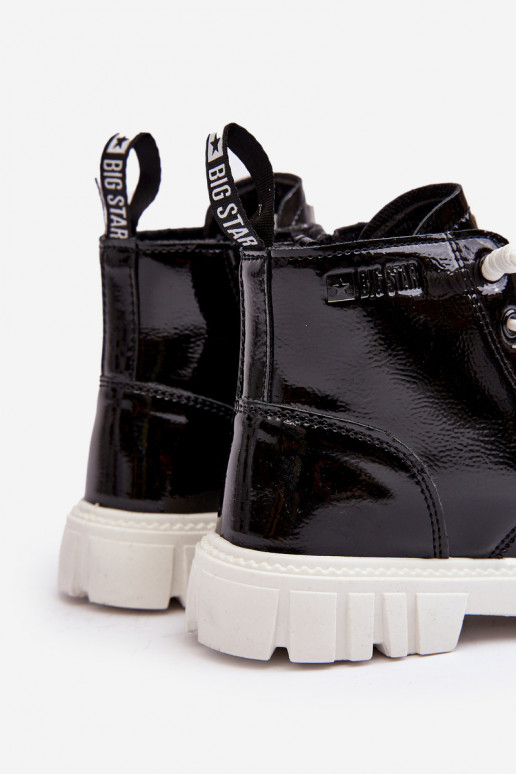 Erwärmt mit Lackeffekt Stiefel Kinder Big Star MM374147 schwarze Farbe