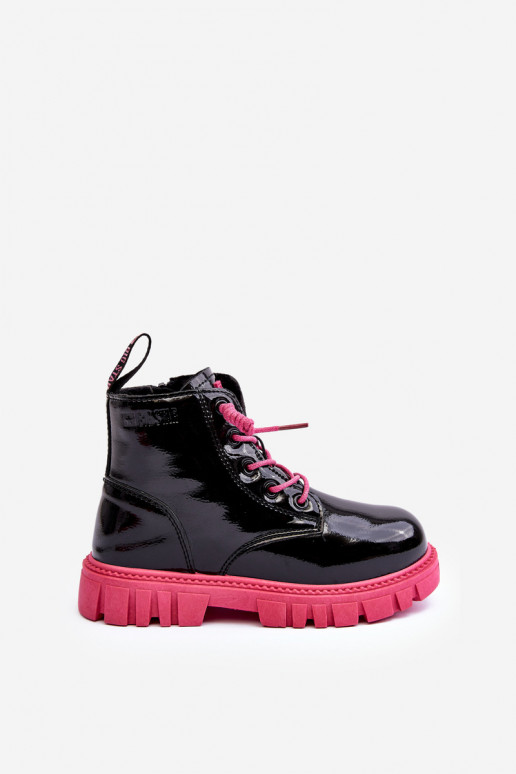 Bottines chauffantes effet vernis Enfant Big Star MM374148 Noir et rose Bottines chauffantes effet vernis Enfant Big Star MM374148 Noir et rose