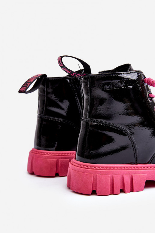 Bottines chauffantes effet vernis Enfant Big Star MM374148 Noir et rose Bottines chauffantes effet vernis Enfant Big Star MM374148 Noir et rose