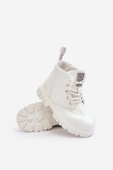 Erwärmt mit Lackeffekt Stiefel Kinder Big Star MM374142 weiße Farbe 2