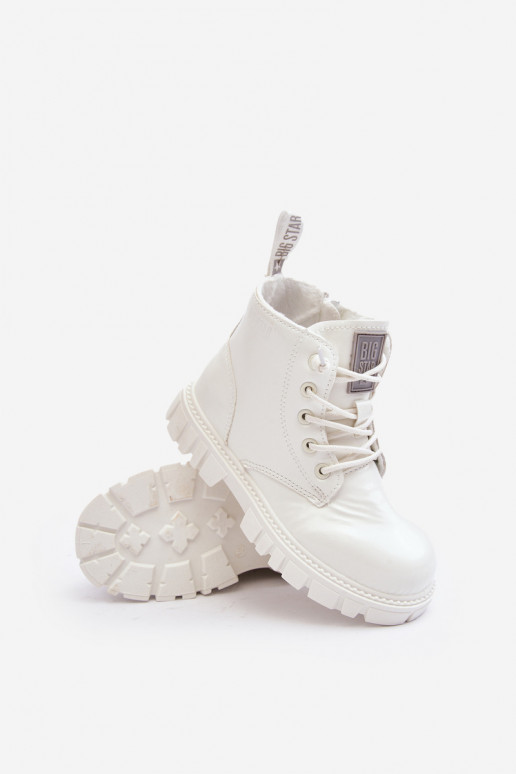 Erwärmt mit Lackeffekt Stiefel Kinder Big Star MM374142 weiße Farbe