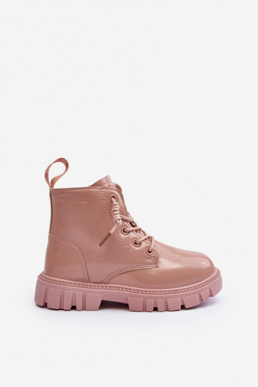 Bottines réchauffées effet vernis pour enfants Big Star MM374144 couleur rose
