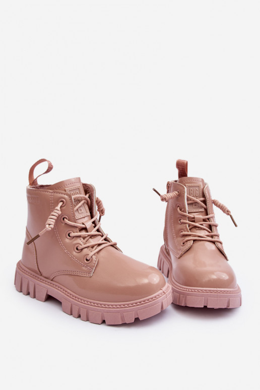 Bottines réchauffées effet vernis pour enfants Big Star MM374144 couleur rose