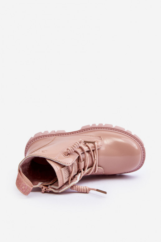 Bottines réchauffées effet vernis pour enfants Big Star MM374144 couleur rose