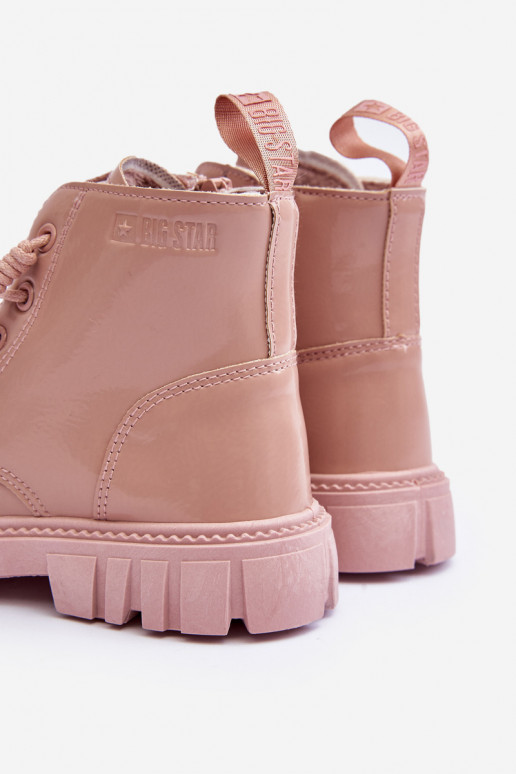 Bottines réchauffées effet vernis pour enfants Big Star MM374144 couleur rose
