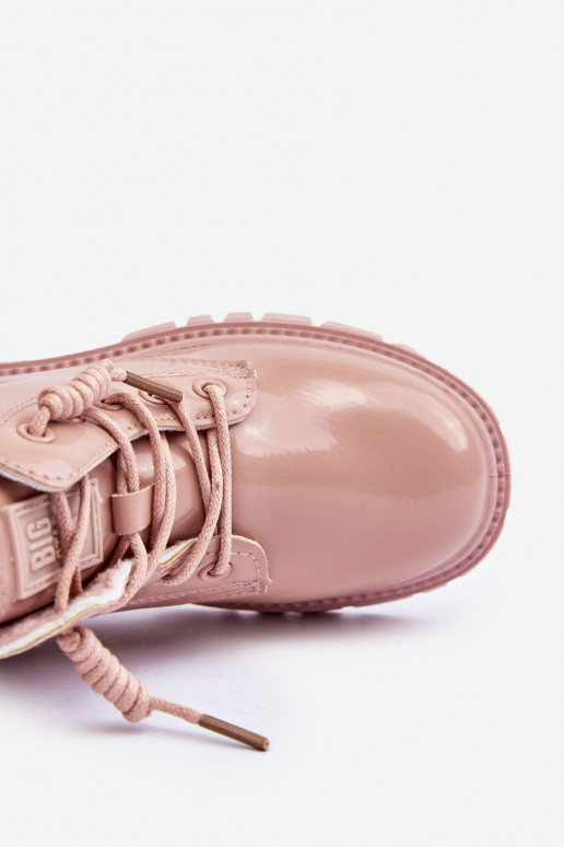 Bottines réchauffées effet vernis pour enfants Big Star MM374144 couleur rose