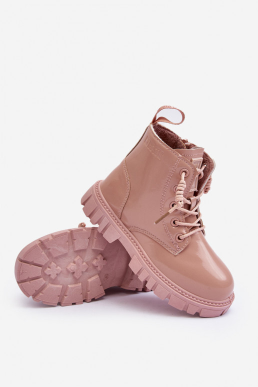 Bottines réchauffées effet vernis pour enfants Big Star MM374144 couleur rose