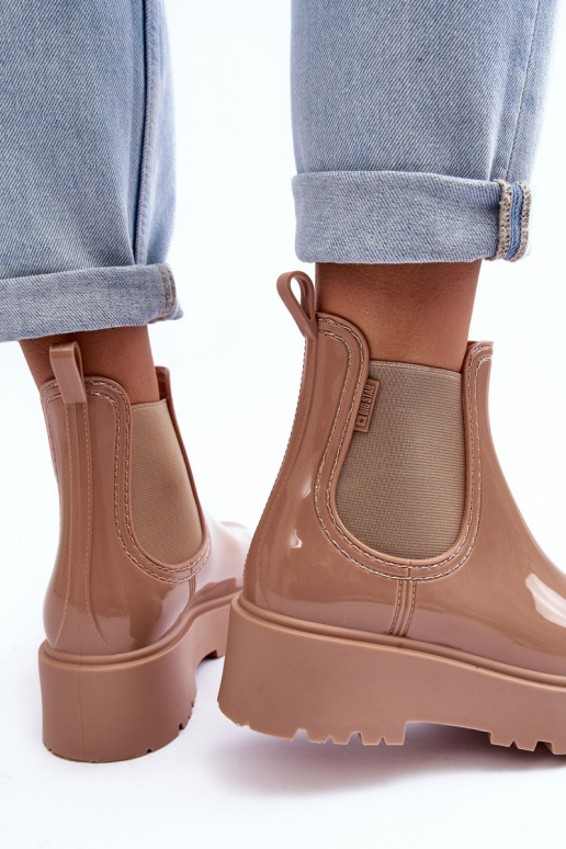 avec effet vernis Chaussures en caoutchouc Bottines à plateforme Big Star MM274396 couleur beige