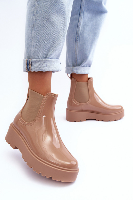 avec effet vernis Chaussures en caoutchouc Bottines à plateforme Big Star MM274396 couleur beige