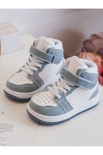 Kindersportschoenen Denim materiaal Wit-blauwe kleur Milara