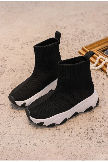 avec chaussures type chaussettes Baskets pour enfants Couleur noir et blanc Zaelin