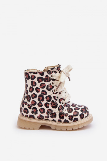 Gewärmte Kinderstiefel mit Reißverschlüssen beige-braune Farbe Dolida 2