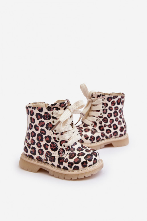 Bottes pour enfants réchauffées avec fermetures éclair couleur beige-marron Dolida