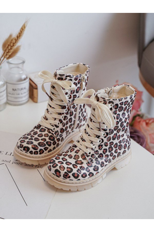 Bottes pour enfants réchauffées avec fermetures éclair couleur beige-marron Dolida