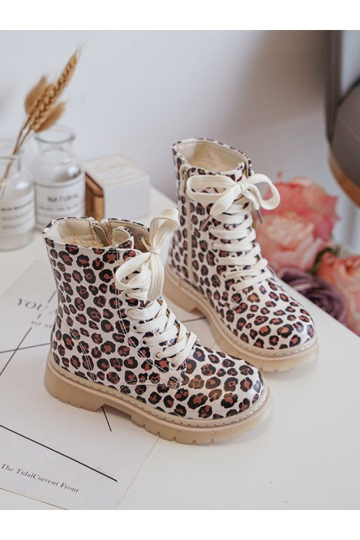 Bottes pour enfants réchauffées avec fermetures éclair couleur beige-marron Dolida