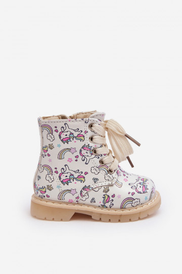Gewärmte Kinderstiefel mit Reißverschlüssen beige Farbe Dolida 2
