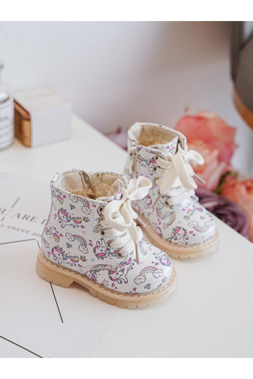 Gewärmte Kinderstiefel mit Reißverschlüssen beige Farbe Dolida