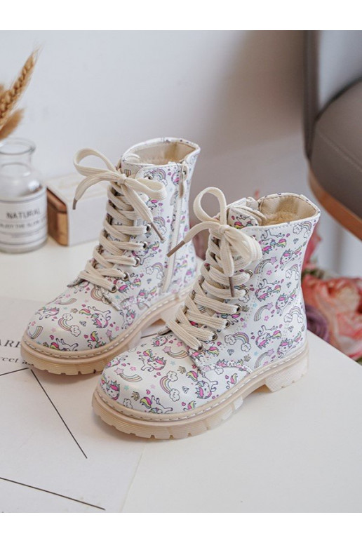 Gewärmte Kinderstiefel mit Reißverschlüssen beige Farbe Dolida