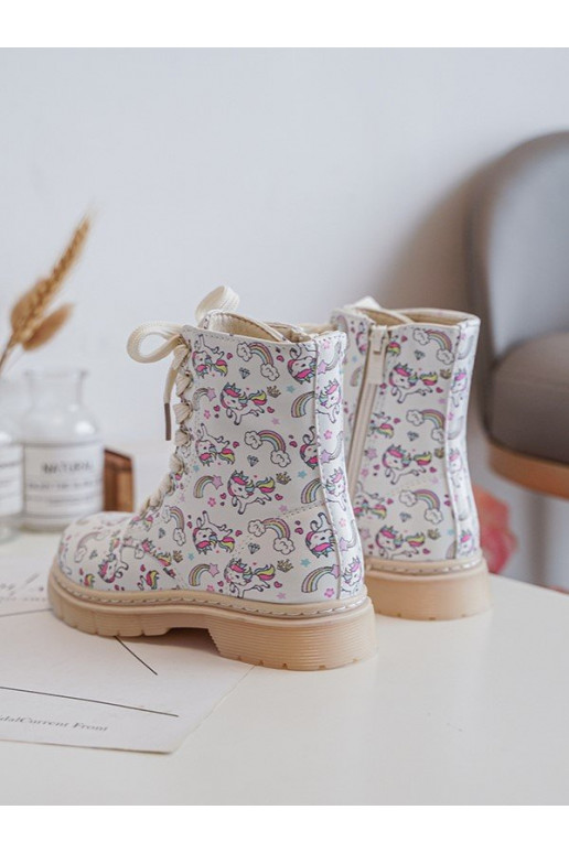 Gewärmte Kinderstiefel mit Reißverschlüssen beige Farbe Dolida
