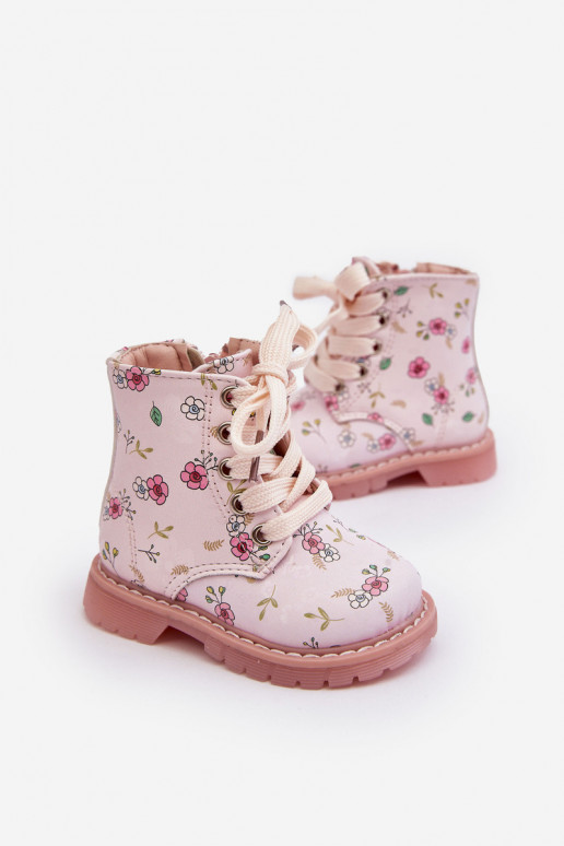 Gewärmte Kinderstiefel mit Reißverschlüssen rosa Farbe Dolida