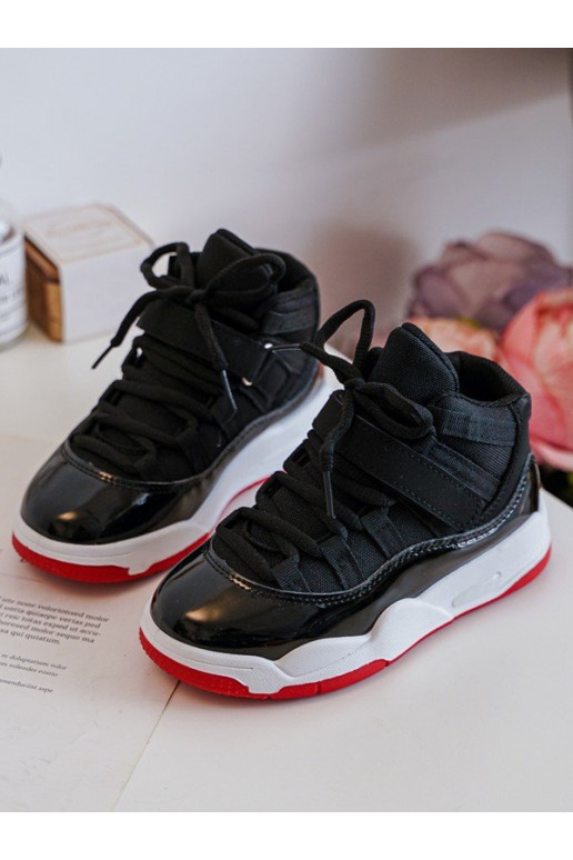 Kindersneakers met veters Zwart en rood Darina Kindersneakers met veters Zwart en rood Darina