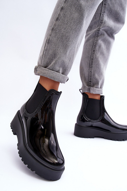 met verniseffect Rubberen schoenen Laarzen met platform Big Star MM274395 zwarte kleur