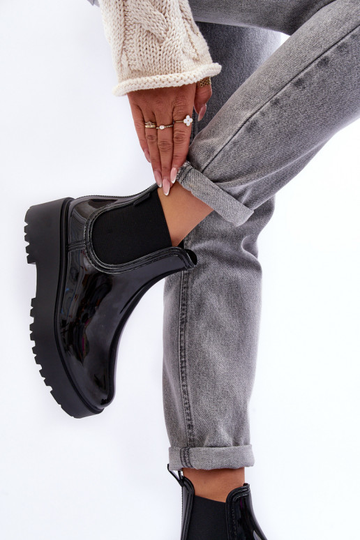 met verniseffect Rubberen schoenen Laarzen met platform Big Star MM274395 zwarte kleur