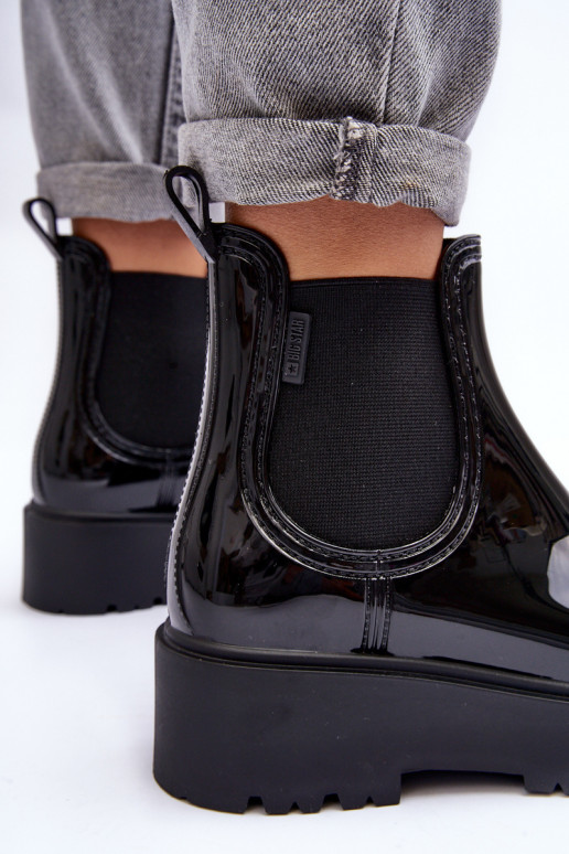 met verniseffect Rubberen schoenen Laarzen met platform Big Star MM274395 zwarte kleur