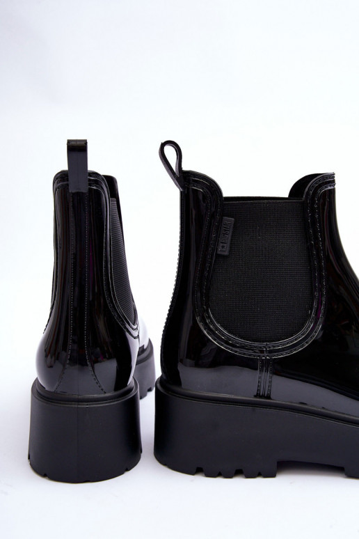 met verniseffect Rubberen schoenen Laarzen met platform Big Star MM274395 zwarte kleur